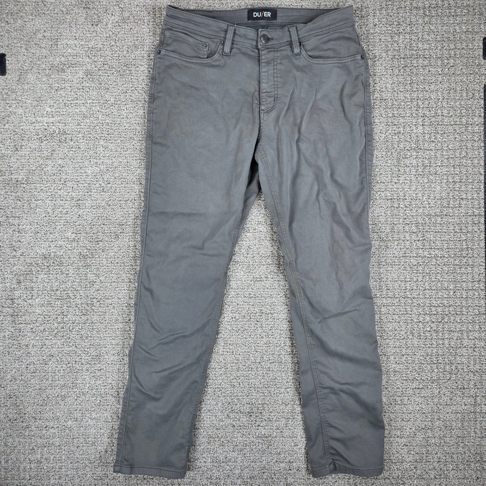 DU/ER N2X Relaxed Taper Performance Pants Mens 34x32 Grey Stretch Chino